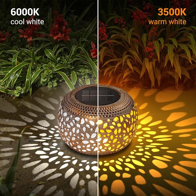 Solar Lanterns Outdoor Waterproof, Hollow Out Solar Table Lamp Patio Decor | 2 - Image 2