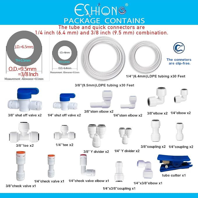 NSF Certified 1/4" & 3/8"O.D. Water Line Tubing and Push to Connect Fittings - Image 2