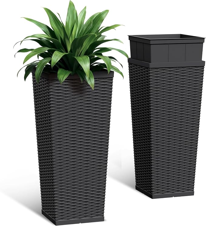 30 Inch Tall Plastic Planters by Acurax