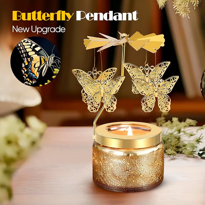 Curimama Rose Butterfly Rotating Scented Candle Gift - Image 3
