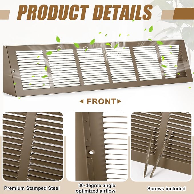 Honeydak 1 Pack Baseboard Register Vent Covers 30" x 6" Duct Opening - Image 3