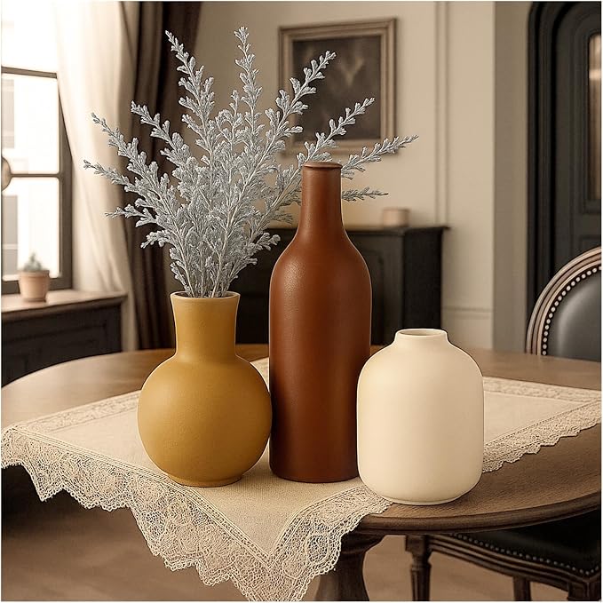 Ceramic Flower Vase for Home Decor Bedroom, Matte Neutral Vases, office - Image 7