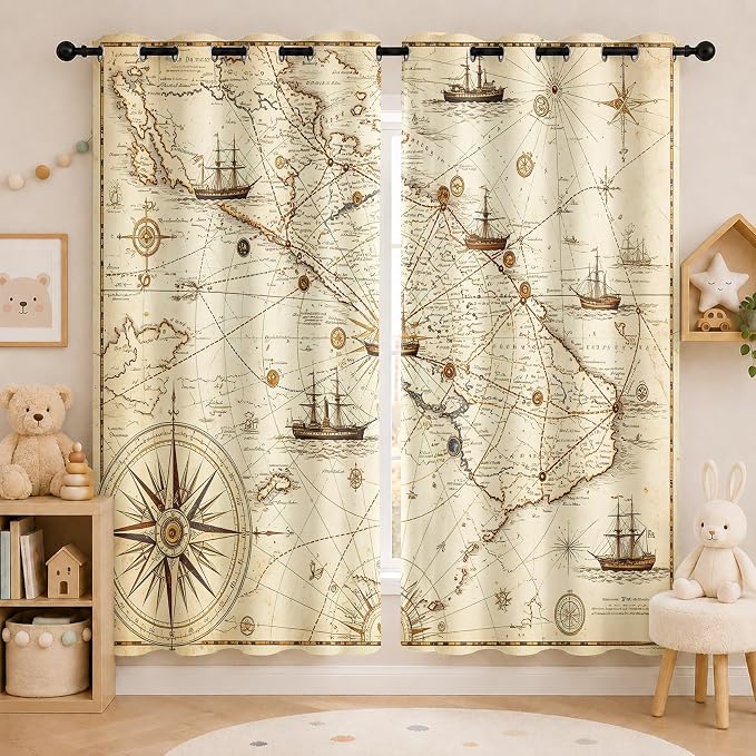 Vintage Nautical Blackout Curtains - Image 2