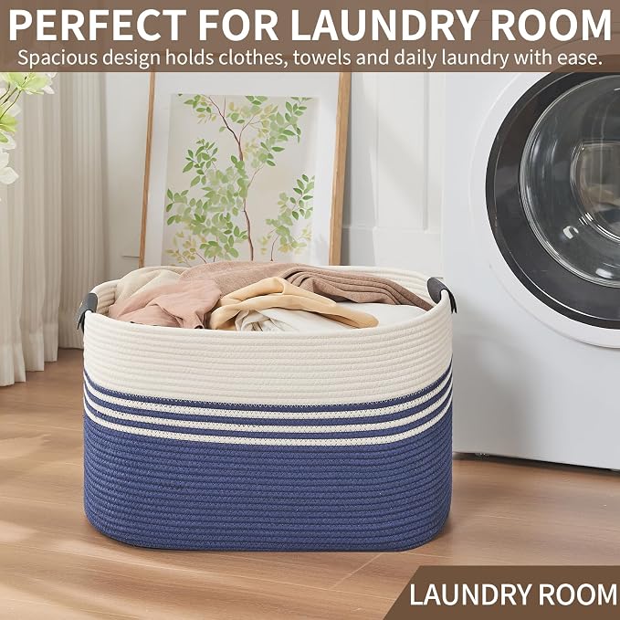 Laundry Hamper with Handles, 72L Rope Laundry Basket, toys and laundry in - Image 5