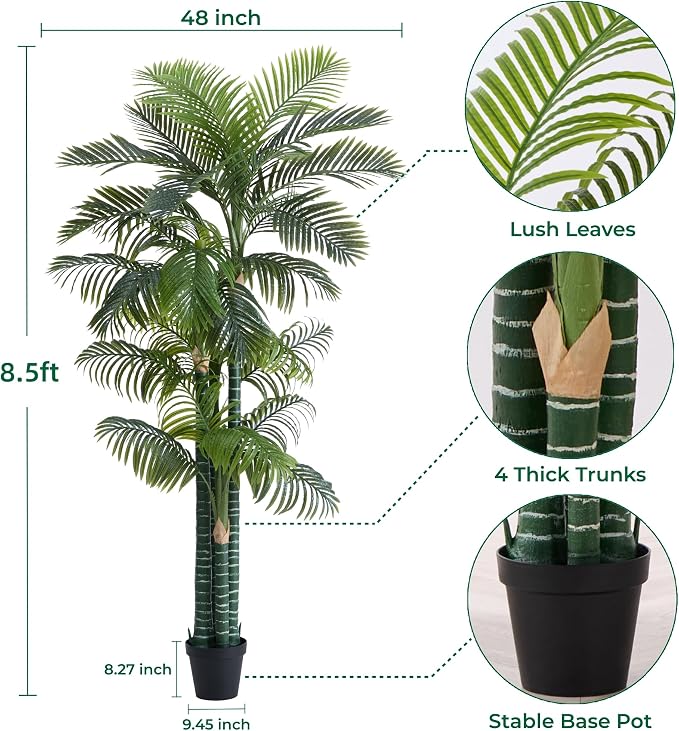 8.5FT Artificial Golden Cane Palm Tree - Image 3