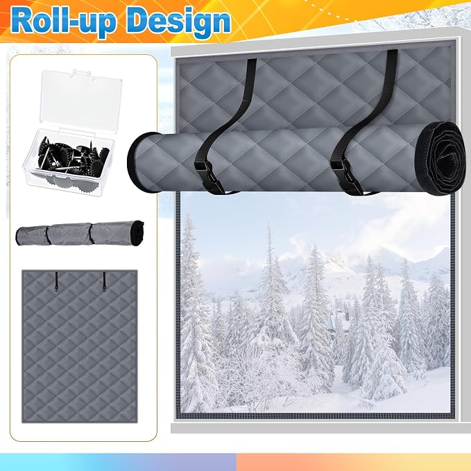 Fanfanwin 2 Pcs 63 x 39 Inches Window Insulation Curtain Kit Winter Thermal - Image 7