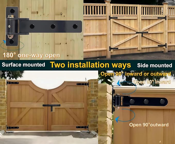 13" Heavy Duty Gate Hinges, 900 Lbs Capacity, 180° or 90° Smooth Open | - Image 8