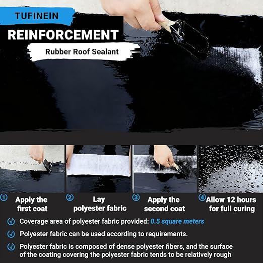 Rubber Liquid Waterproof Sealant, TUFINEIN 53oz/1.5kg Black Quick Drying Multi - Image 7