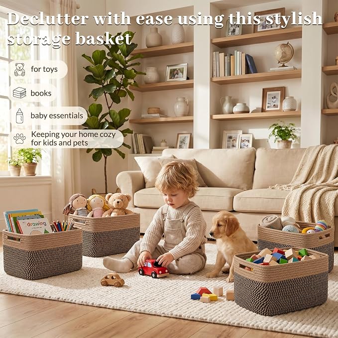 OIAHOMY 4 Pack Storage Basket, Closet Organizer - Image 5