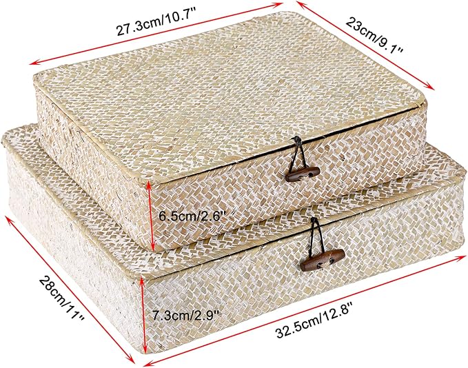 Hipiwe Set of 2 Flat Woven Wicker Basket Bins - Image 6
