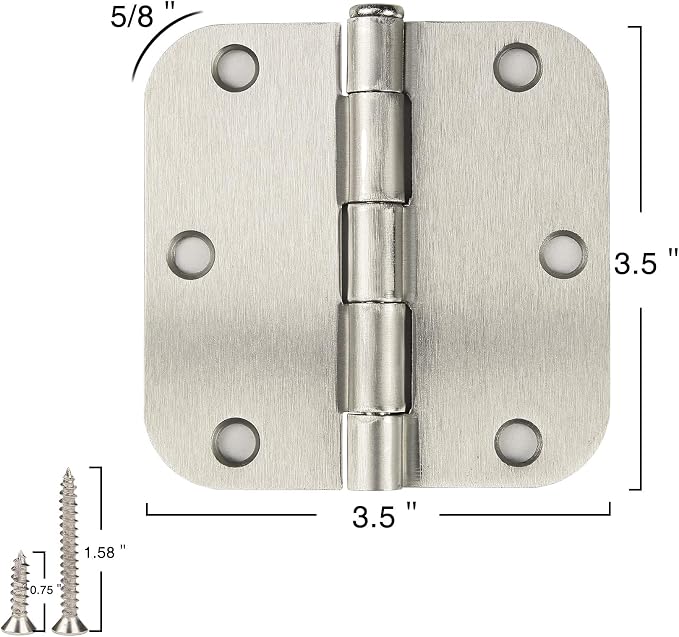 12 Pack Brushed Nickel Door Hinges 3 ½"x 3 ½" - Image 3