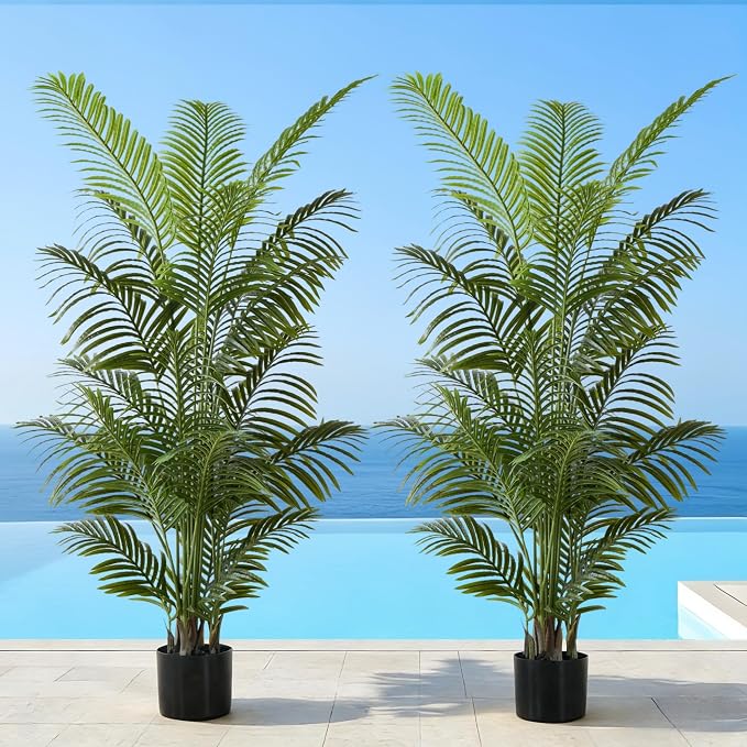 6FT Tall Artificial Palm Trees, Tropical Areca Palm | Potted Faux Plant by FloraFairy-StylishArtificialPlantsandPlanter