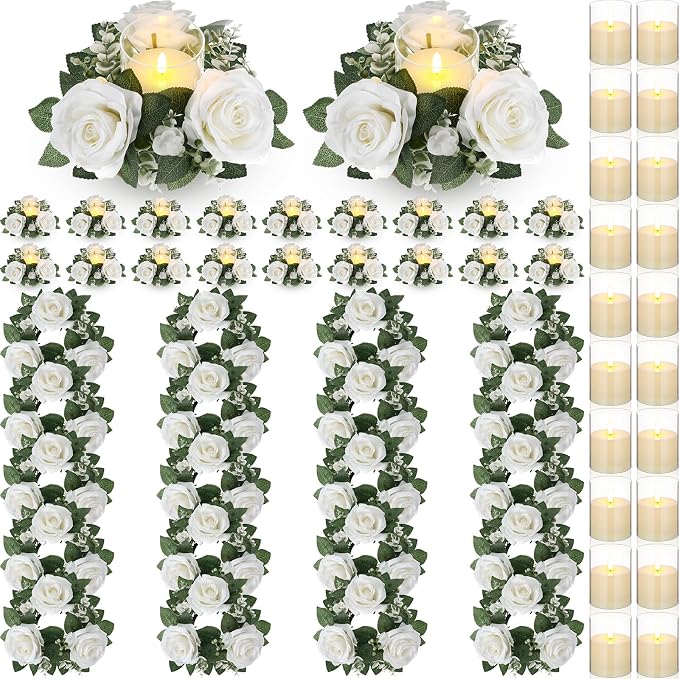 Yunlly 20 Pcs Rose Candle Rings by Yunlly