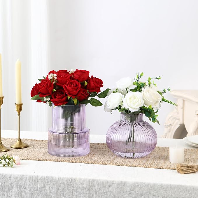 Ribbed Glass Vases, Modern Vase - Image 2
