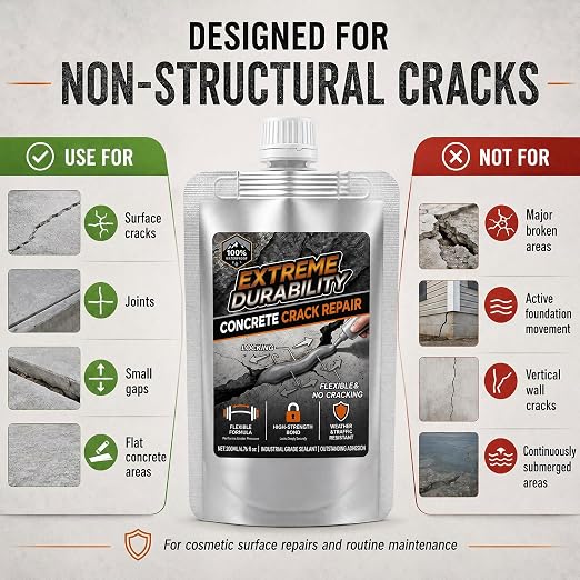 Concrete Crack Filler, 200ML Self Leveling Gray Repair Kit - Image 8