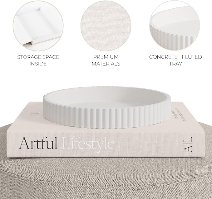 Decorative Concrete Tray & Book Decor Set - Image 7