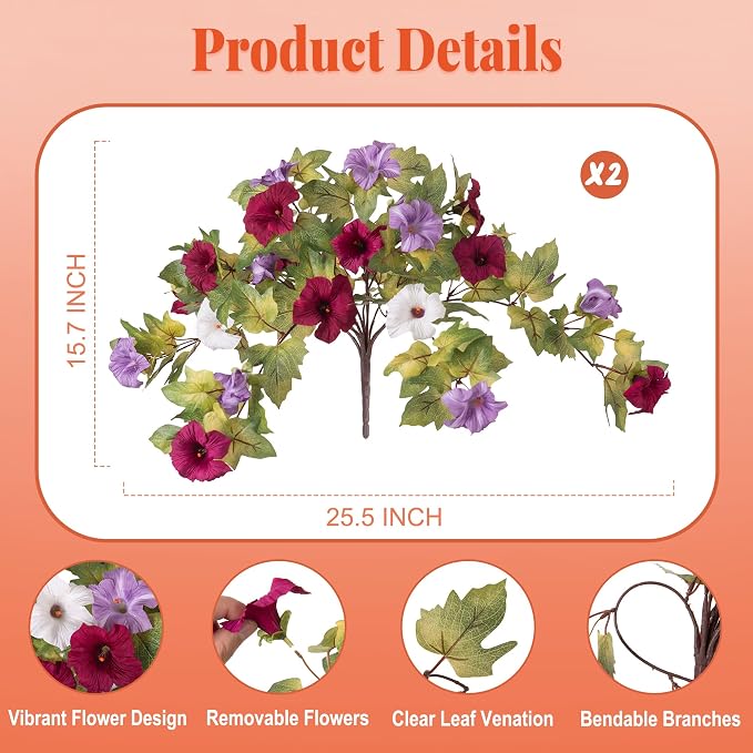 Ammyoo Artificial Fall Flowers Fake Petunias Plants - Image 2