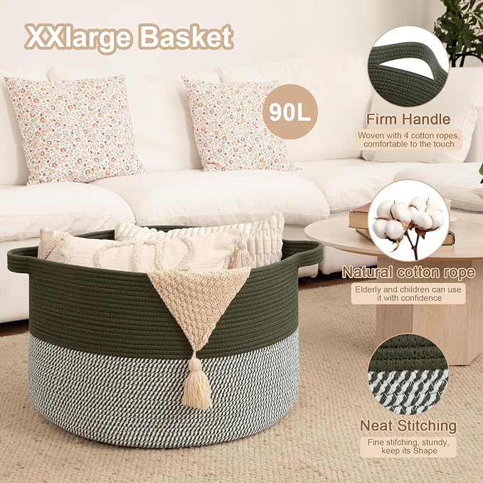 OIAHOMY 90L XXXLarge Blanket Basket - Image 4
