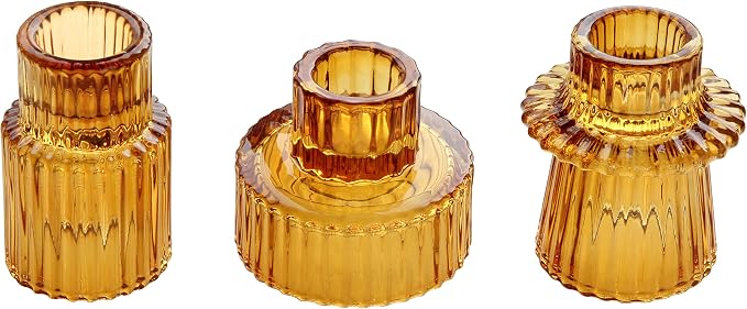 Vixdonos Taper Glass Candlestick Holders Tealight Candle Holders by Vixdonos