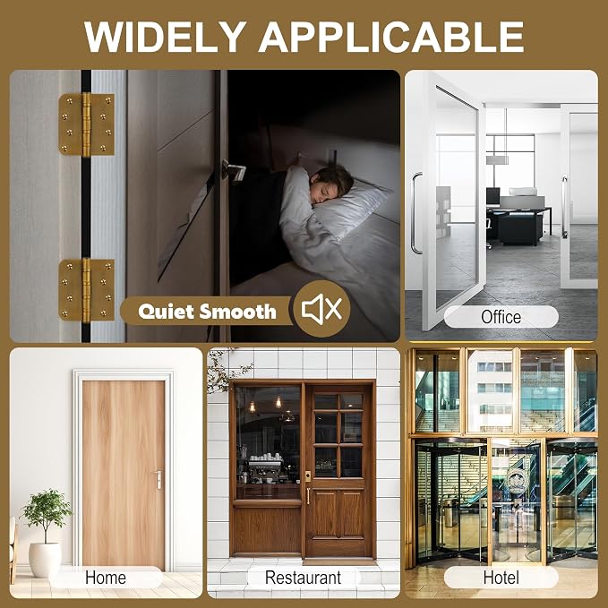 6 Pack 4 Inch Heavy Duty Door Hinges, Stainless Steel, Square and 5/8'' Radius - Image 5
