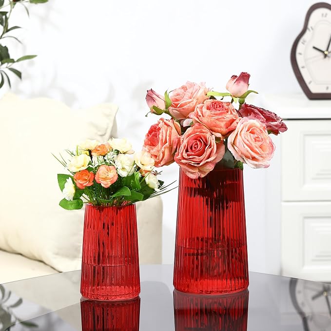 Ribbed Flower Vases Set of 2, Flower Vase - Image 5