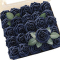Artificial Flowers 50pcs Real Looking Navy Blue Foam Fake Roses by Floroom
