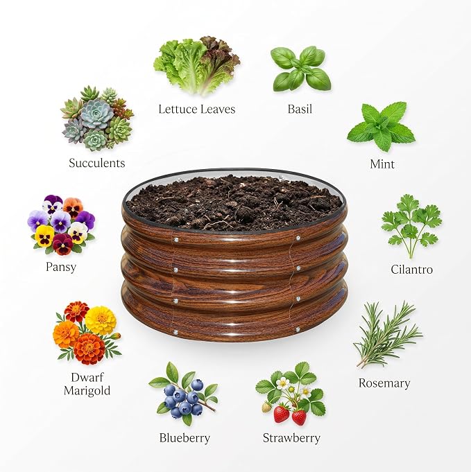3 Pcs 2x2x1ft Round Galvanized Raised Garden Bed Kit Outdoor, Metal Planter Box - Image 5