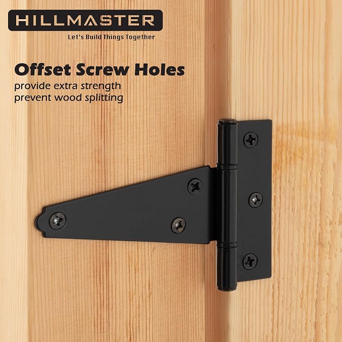 HILLMASTER 4 Inch T-Strap Hinges Shed Window Door Hinges Gate Strap Hinges - Image 7