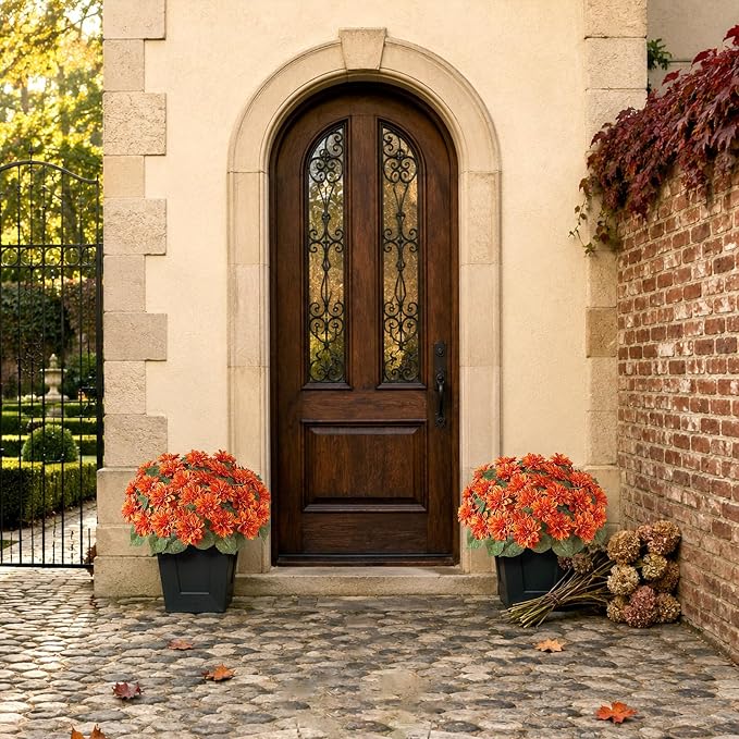 2 Set Fall Artificial Dahlia Topiary Ball Trees - Image 4