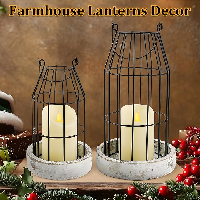 Farmhouse Lantern Decor Rustic Home Decor Lanterns - Image 6