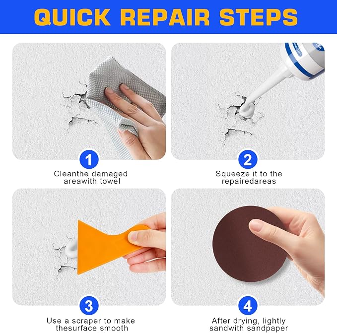 Drywall Repair Kit 2 Pack, 8.8 oz Each Wall Repair Putty Paste | White wall - Image 4