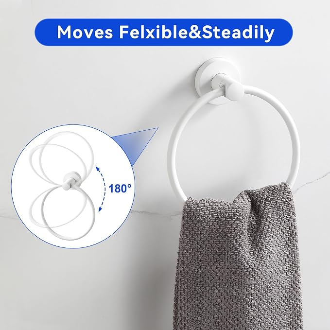 BGL Bathroom Accessories Set 4-Pieces White Zinc Alloy Wall Mounted Towel Racks - Image 2