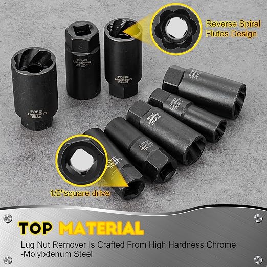 10PCS Deep Lug Nut Remover Heavy Duty, 1/2" Drive Impact Wheel Lock Removal Kit - Image 5