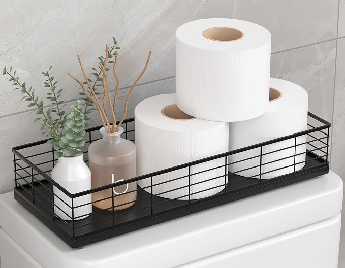 Toilet Paper Storage Basket, Narrow Bathroom Countertop Organizer by Focusonit