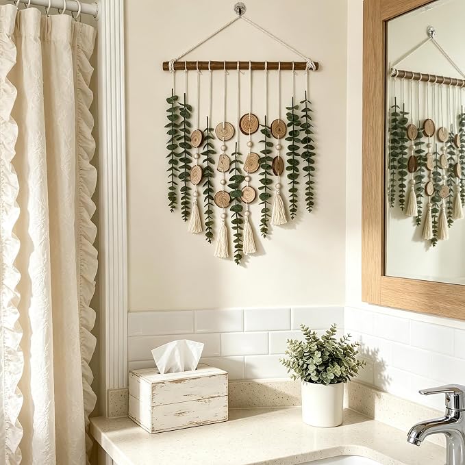 Artificial Eucalyptus Wall Decor Fake Greenery Leaves Stems Wall Hanging Plants - Image 5