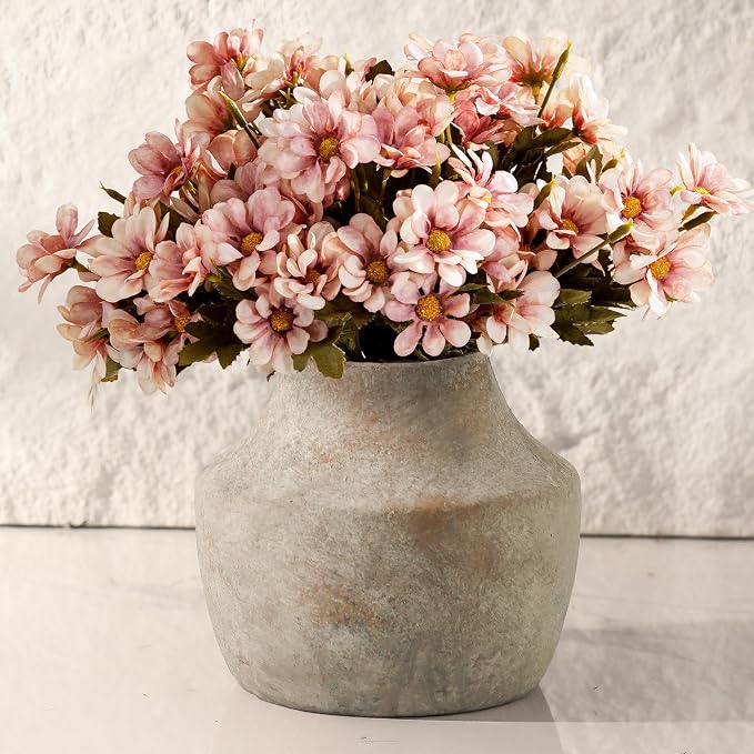 Mitt&Ditt Ceramic Flower Vase, 5.3 inch Pottery Farmhouse Rustic Vase, - Image 4