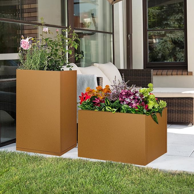 Corten Steel Planter Box 28"x12"x28", Tall Planter Box Outdoor | Large - Image 8