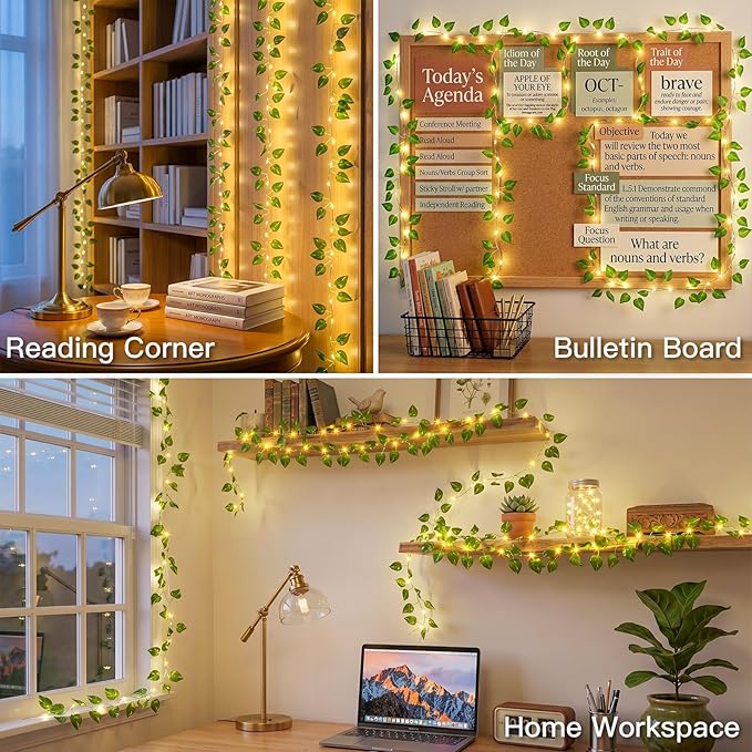 33FT 100LED Pothos Vine Fairy Lights Battery Operated Copper Wire | String - Image 2