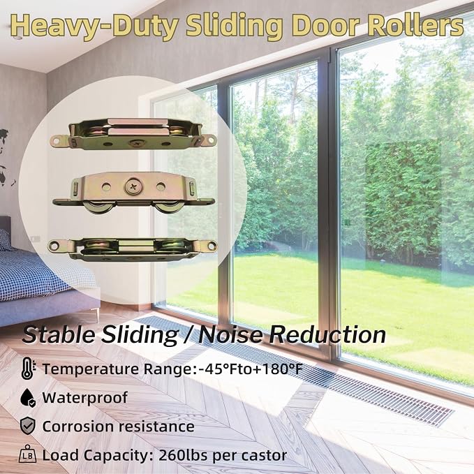 2pcs Heavy Duty Sliding Door Rollers, Lancisism Steel Ball Bearing Patio Door - Image 2