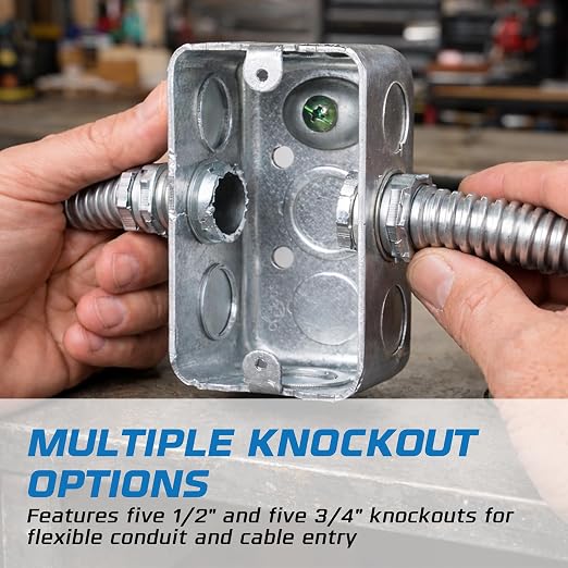 4 Pack - 4x2” Rectangle Steel Electrical Box| 1-7/8" Deep Box - Image 4