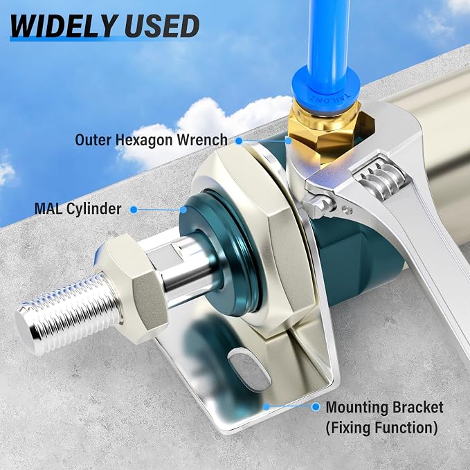 TAILONZ PNEUMATIC Blue Straight 4mm Tube OD x M5 Thread Push to Connect Fitting - Image 5