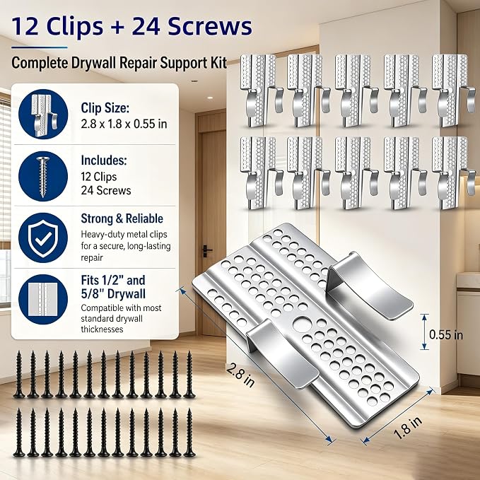 Drywall Repair Clips, Drywall Patch Kit, Stainless Steel Wall Repair Fasteners - Image 7