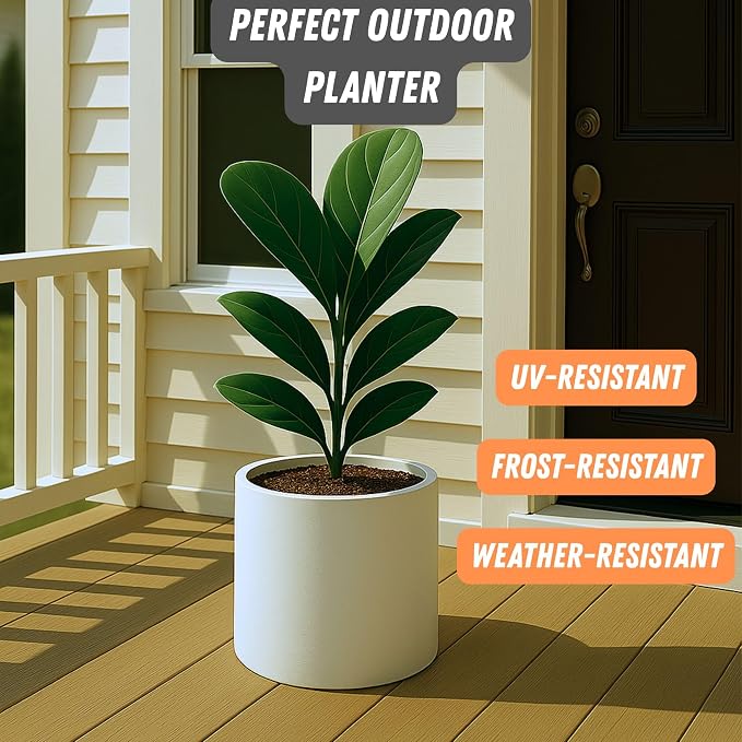 Fox & Fern Large Planter for Indoor or Outdoor, Matte White, 8 Inch | UV & - Image 5