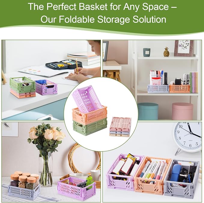 HUUSMOT 6-Pack Collapsible Small Plastic Storage Baskets, 5.9"x3.8"x2.2" | - Image 5