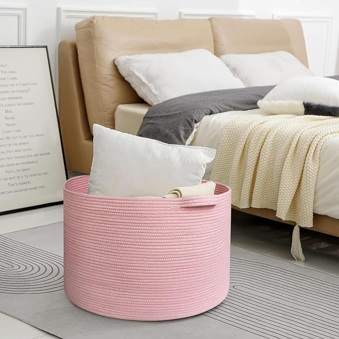 Extra Large Pink Basket, Blanket Storage - Image 6