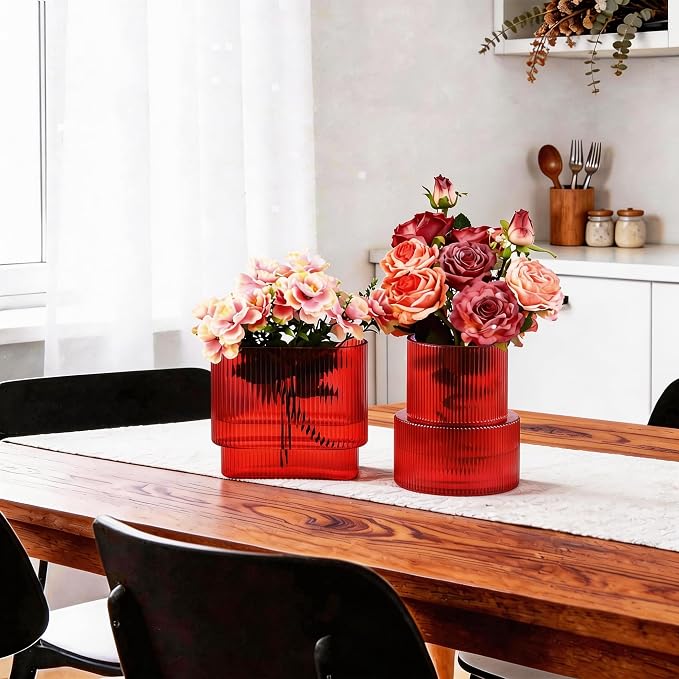 Red Glass Vases, Modern Glass Vase - Image 6