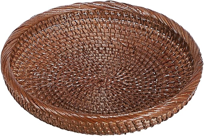 Hipiwe Small Key Basket Bowl for Entryway 7.6" Round Wicker Basket by Hipiwe
