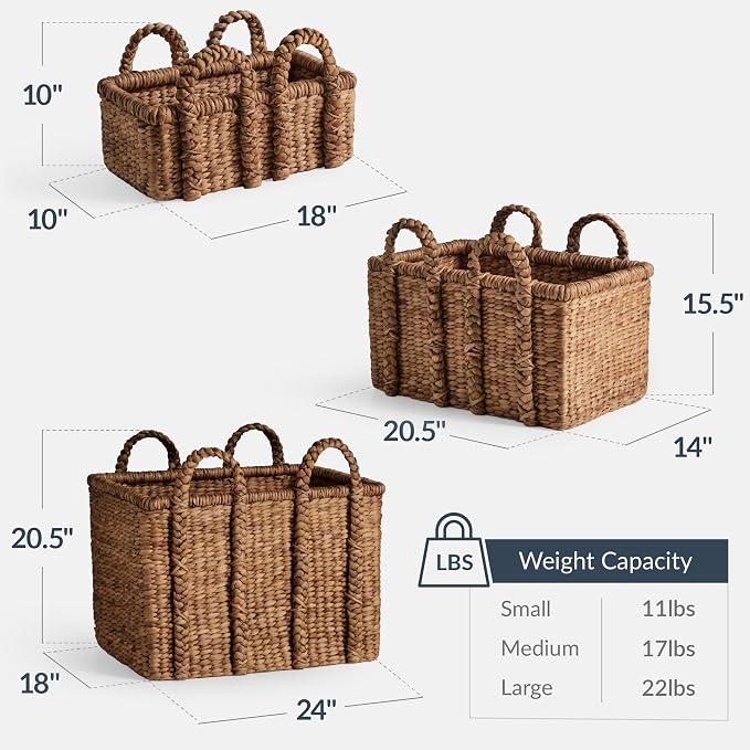 Best Choice Products 3Pc Shelf Baskets, Large and XL Chunky Woven Wicker Rattan - Image 2