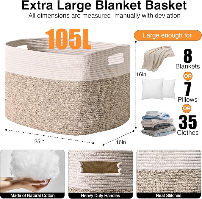 ICERZCZ Extra Large Blanket Basket - Image 3