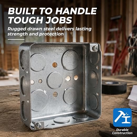 4-Pack 4" Drawn Square Electrical Box - Image 3